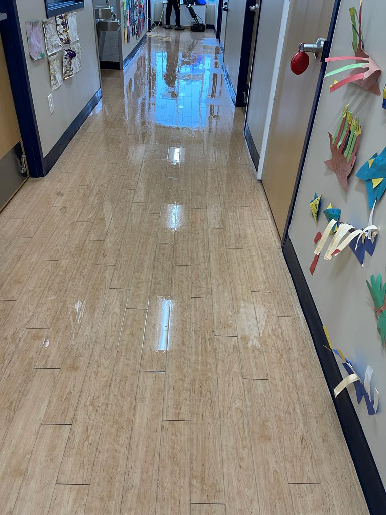 Mopped Floor In School