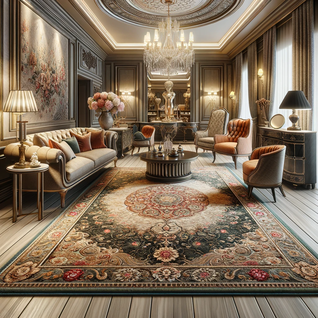 luxury rug on floor of living room