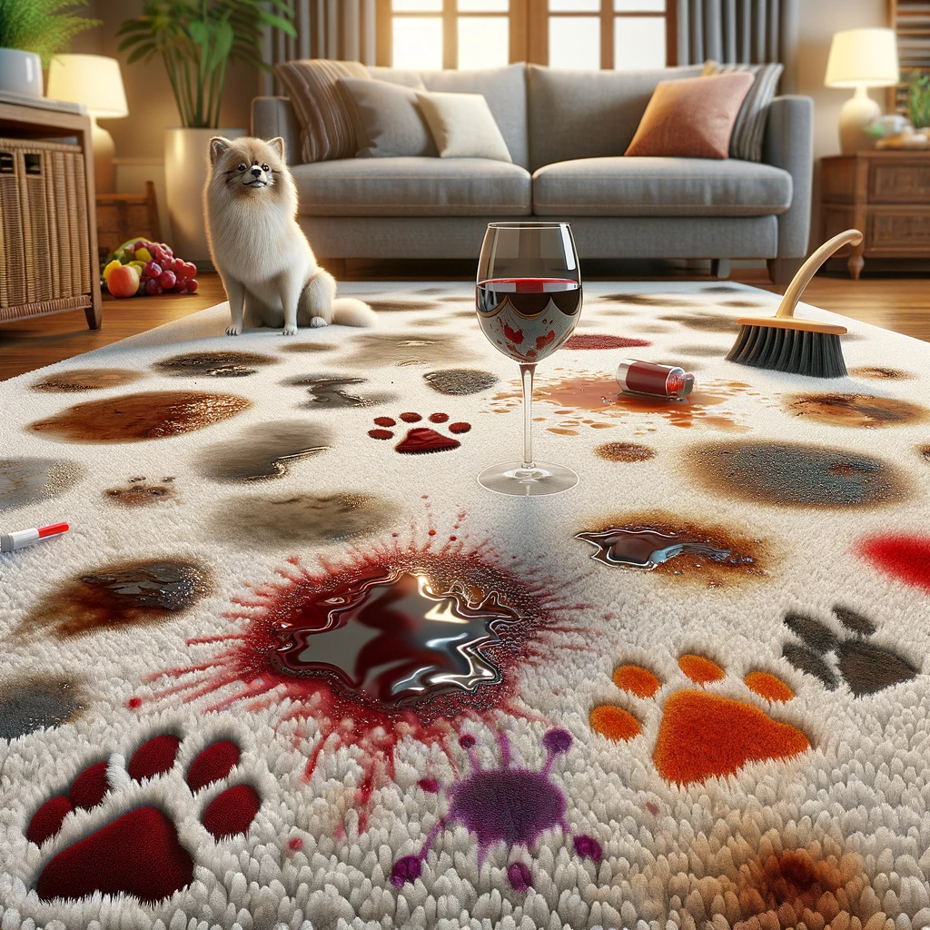 rug with stains on it