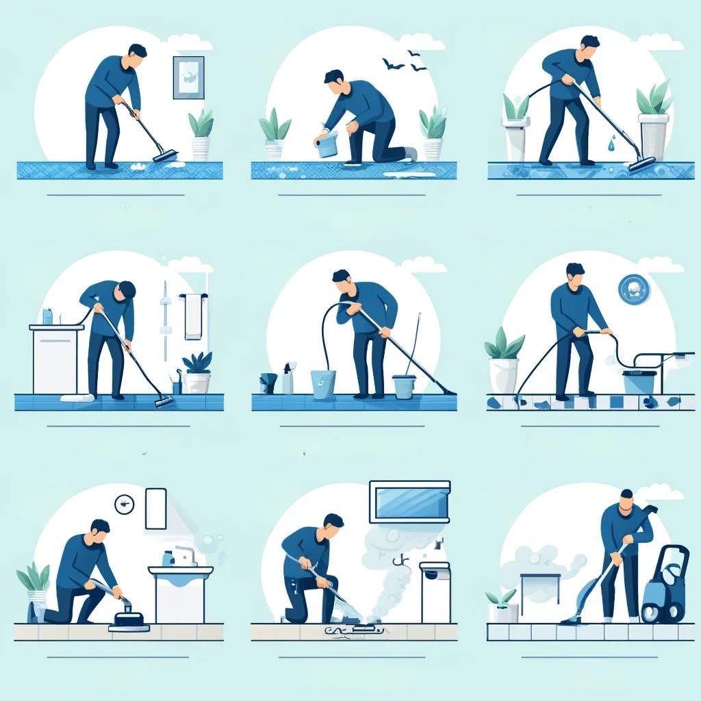 illustration of tile and grout cleaning techniques