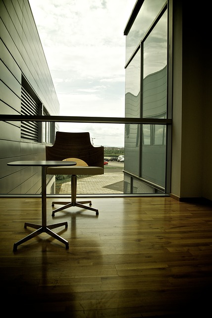 chair with table in an commercial building