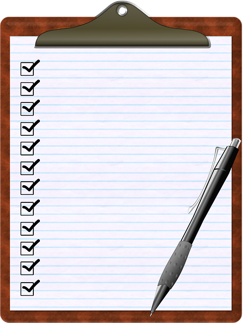 clipboard with cleaning checklist