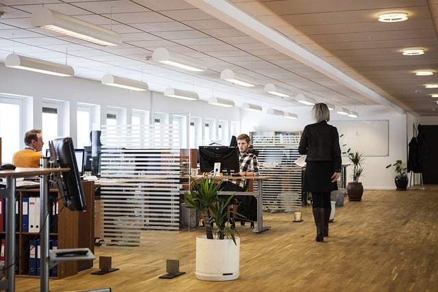 office setting with people going about their business