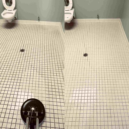 before and after steam clean tile