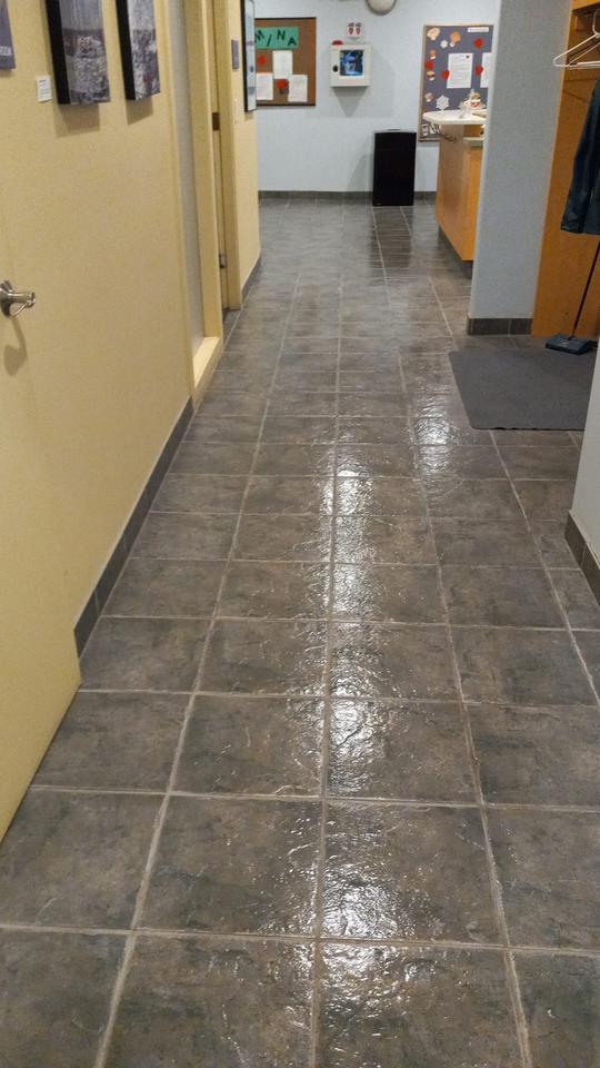 Mopped Gym Tile Floor